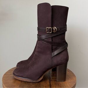 Tory Burch Jamie Suede Brown Heeled Boots 9.5